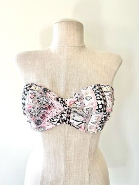 Victoria's Secret The Knockout Bandeau Bikini Top 34D Paisley Gold Bohemian